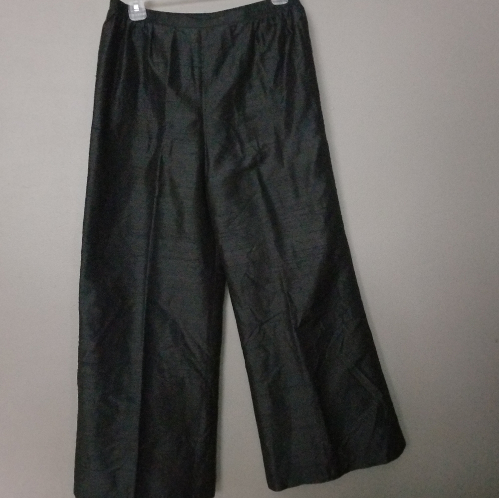 Vintage 100% Silk Pants M Black - Picture 6 of 8